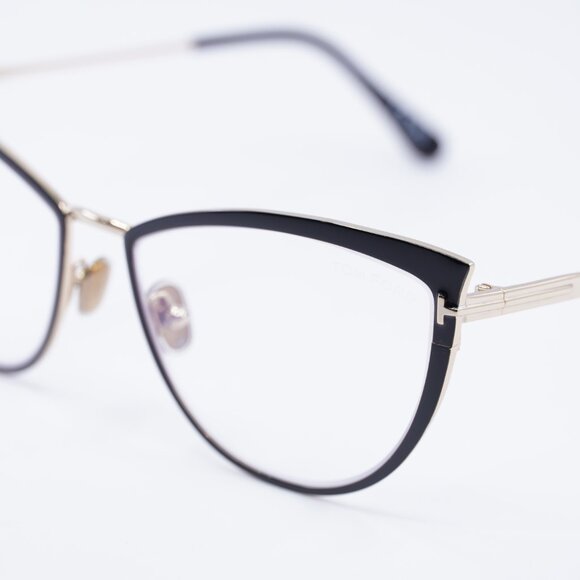 Tom Ford FT5877-B 001 Eyeglasses Black/Gold 56mm Cat Eye Frame - Picture 8 of 10